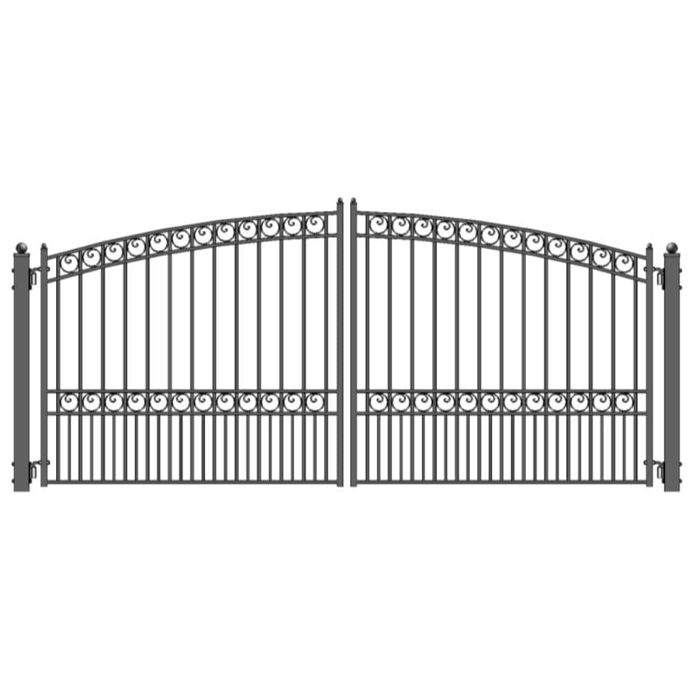 ALEKO Paris Style 14 ft. x 6 ft. Black Steel Dual Driveway Fence Gate