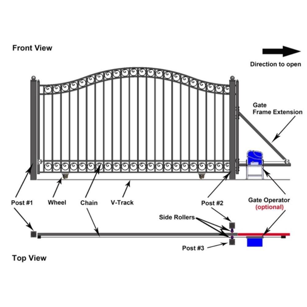 ALEKO Paris Style 14 ft. x 6 ft. Black Steel Single Slide Driveway Fence Gate