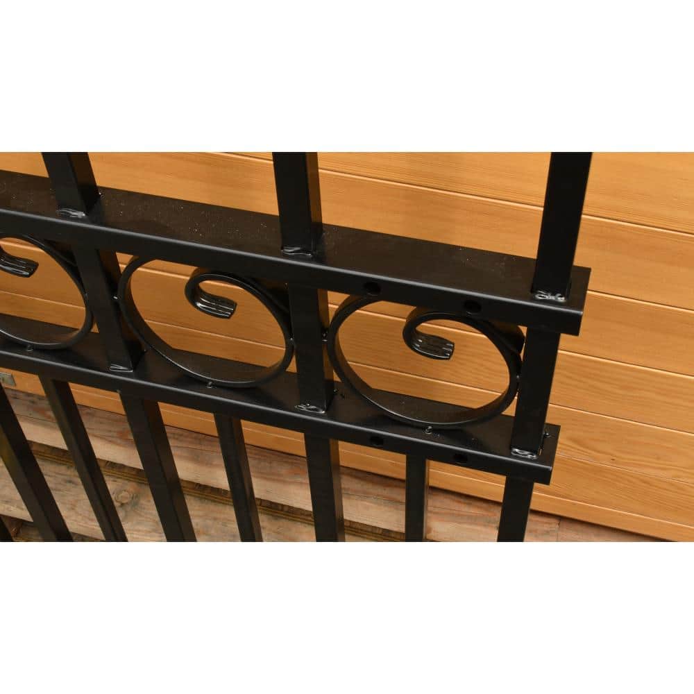 ALEKO Paris Style 14 ft. x 6 ft. Black Steel Metal Single Swing Driveway Fence Gate