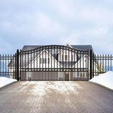 ALEKO Paris Style 14 ft. x 6 ft. Black Steel Metal Single Swing Driveway Fence Gate