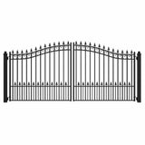 ALEKO Prague Style 14 ft. x 6 ft. Black Steel Dual Driveway Fence Gate