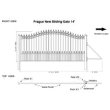ALEKO Prague Style 14 ft. x 6 ft. Black Steel Single Slide Driveway Fence Gate