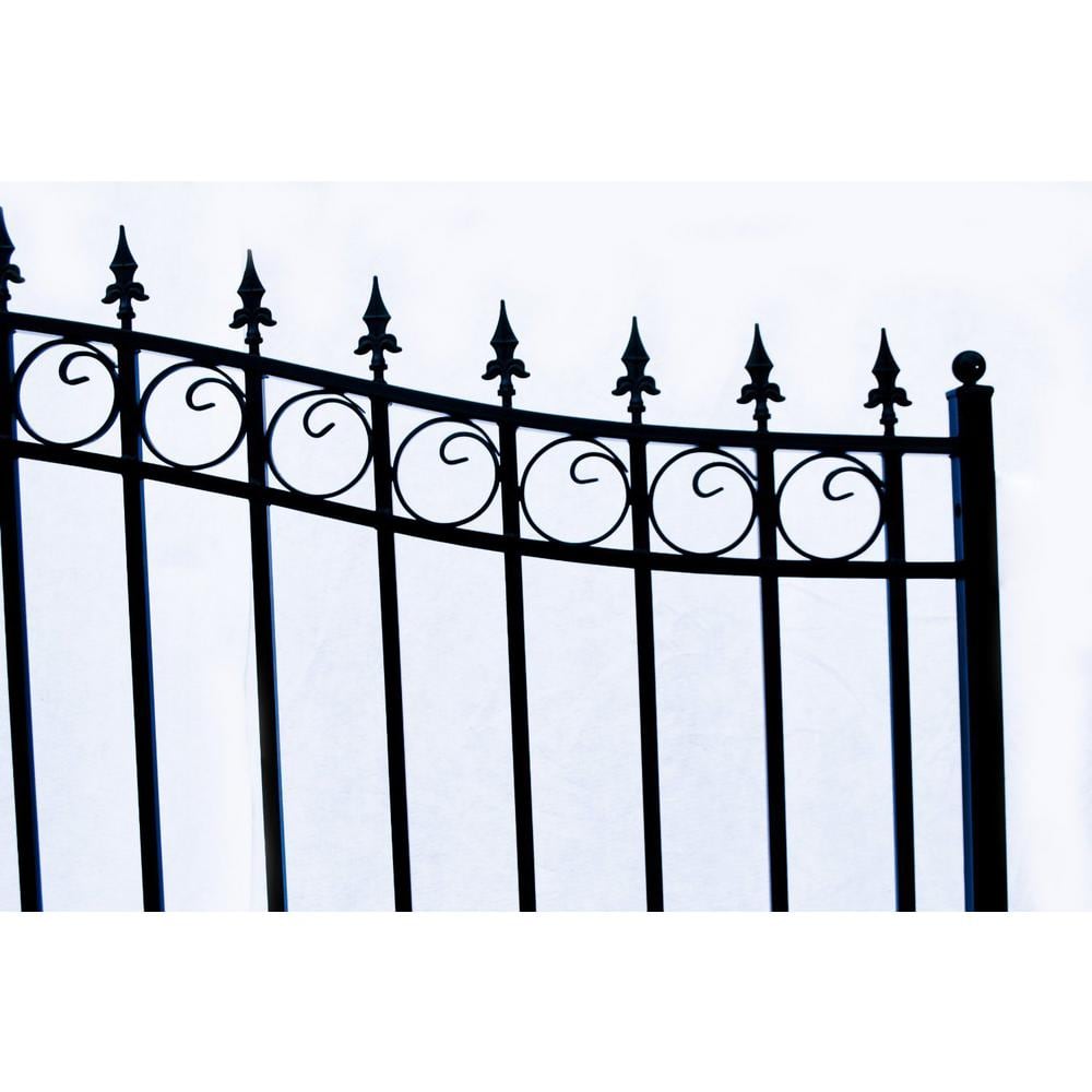ALEKO Prague Style 14 ft. x 6 ft. Black Steel Single Swing Driveway Fence Gate