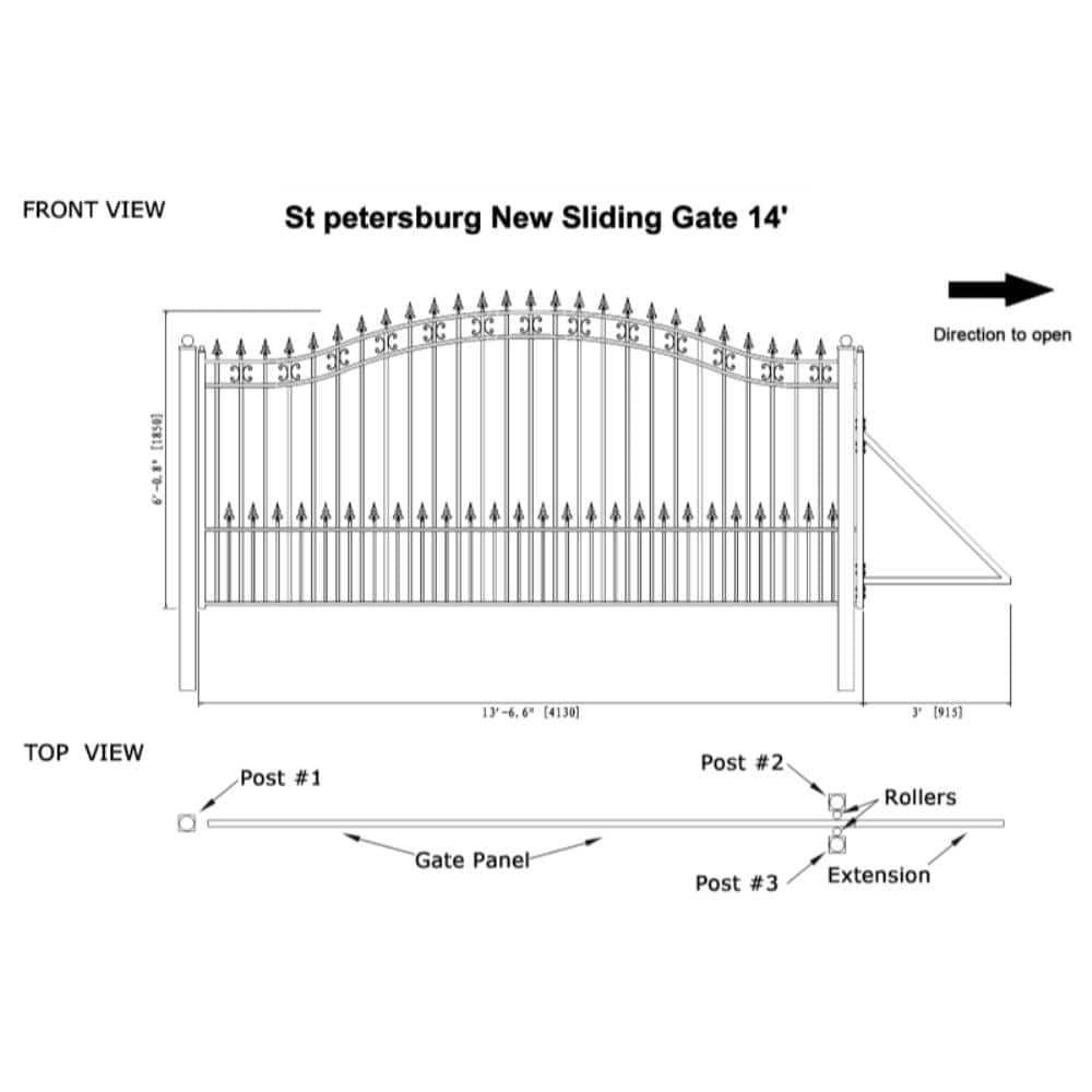 ALEKO St. Louis 14 ft. x 6 ft. Black Steel Single Slide Driveway Fence Gate