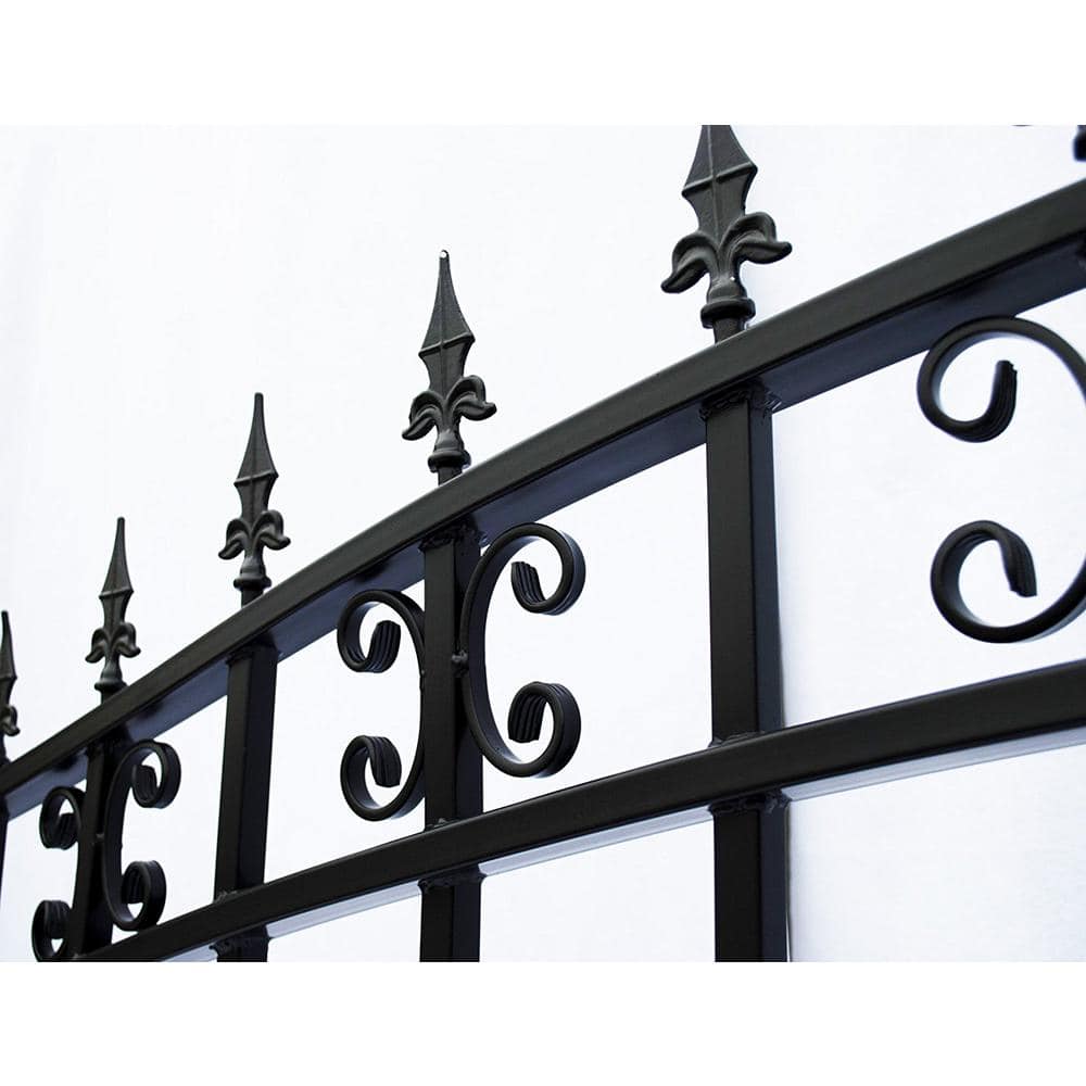 ALEKO St. Louis 14 ft. x 6 ft. Black Steel Single Swing Driveway Fence Gate