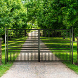 ALEKO 16 ft. x 6 ft. Barcelona Black Metal Steel Dual Swinging Driveway Fence Gate