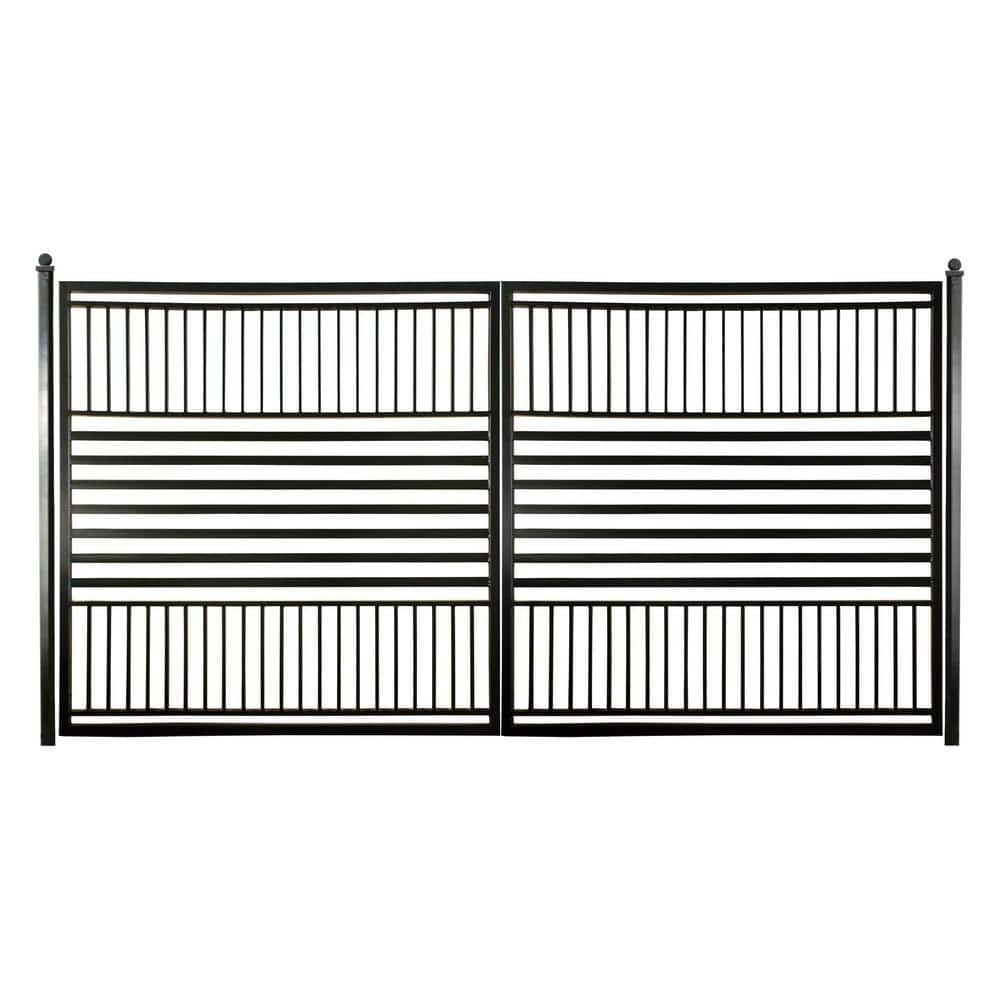 ALEKO 16 ft. x 6 ft. Barcelona Black Metal Steel Dual Swinging Driveway Fence Gate