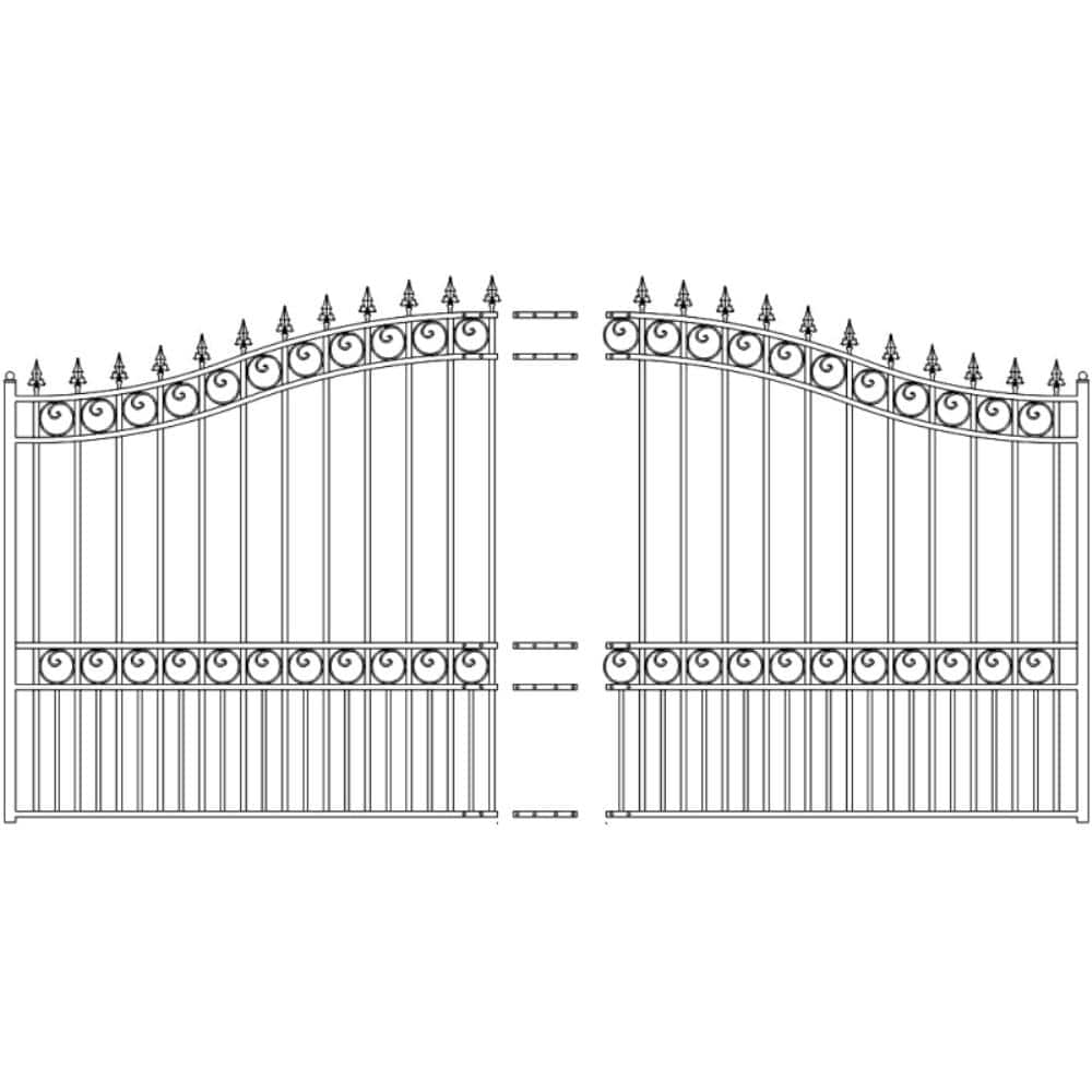 ALEKO London Style 16 ft. x 6 ft. Black Steel Single Slide Driveway Fence Gate
