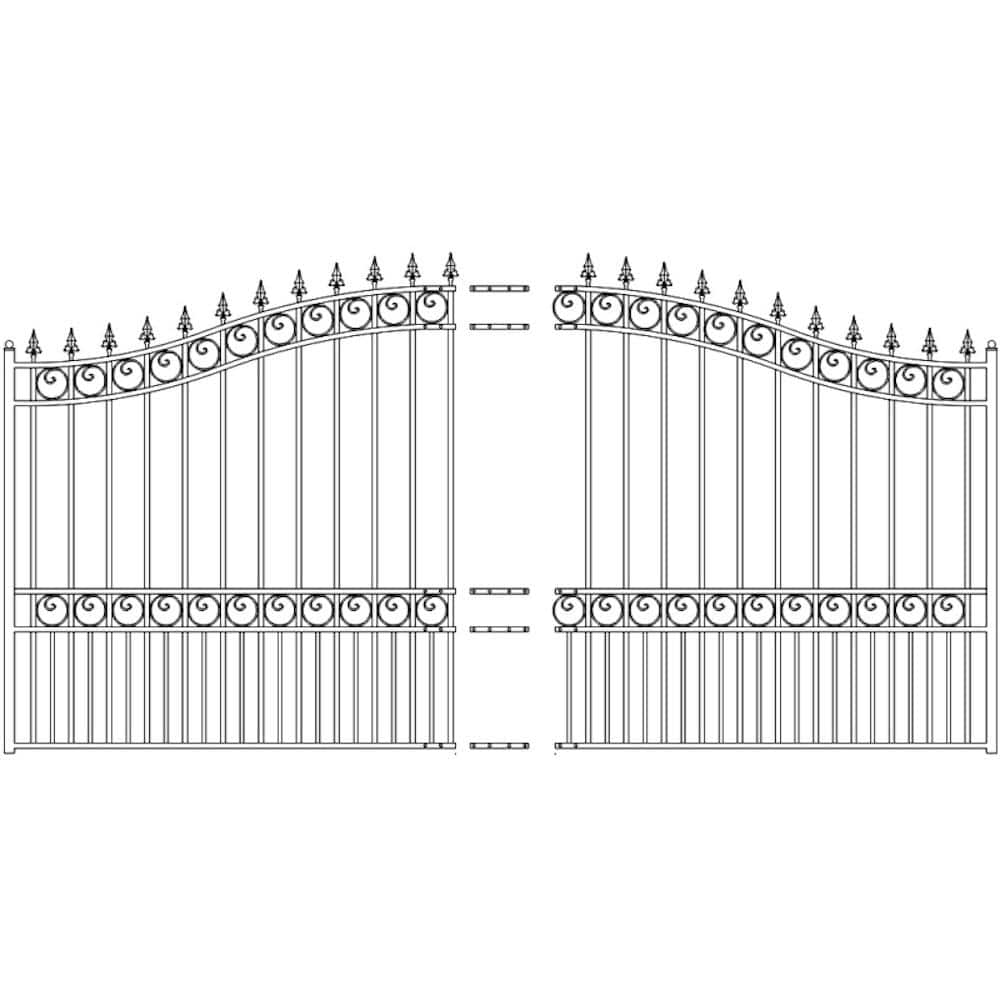 ALEKO London Style 16 ft. x 6 ft. Black Steel Single Slide Driveway with Gate Opener Fence Gate