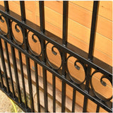 ALEKO 21 ft. x 6 ft. x 16 ft. Black Steel Single Sliding Driveway Gate London Style with Pedestrian Gate 5 ft. Fence Gate
