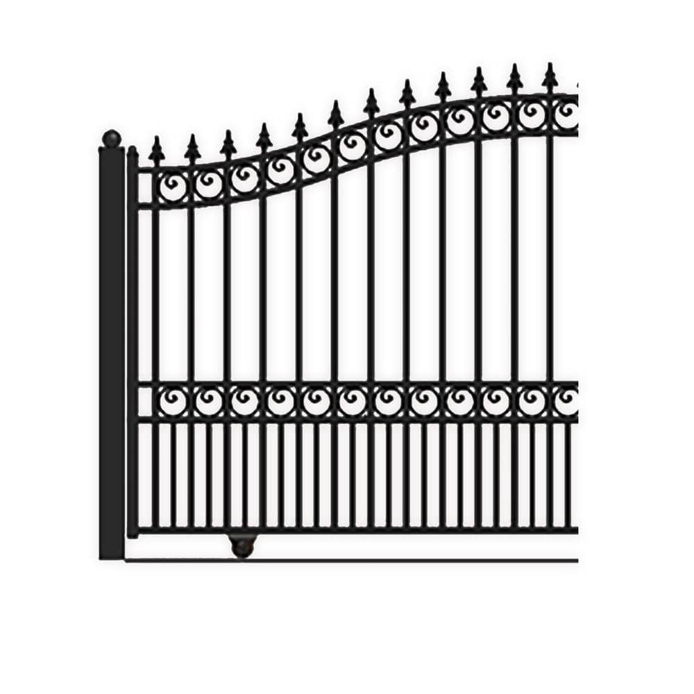ALEKO 21 ft. x 6 ft. x 16 ft. Black Steel Single Sliding Driveway Gate London Style with Pedestrian Gate 5 ft. Fence Gate