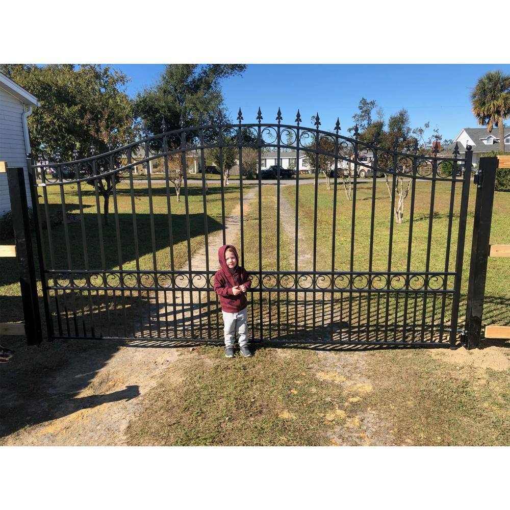 ALEKO London Style 16 ft. x 6 ft. Black Steel Single Swing Driveway Fence Gate
