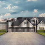 ALEKO London Style 16 ft. x 6 ft. Black Steel Single Swing Driveway Fence Gate
