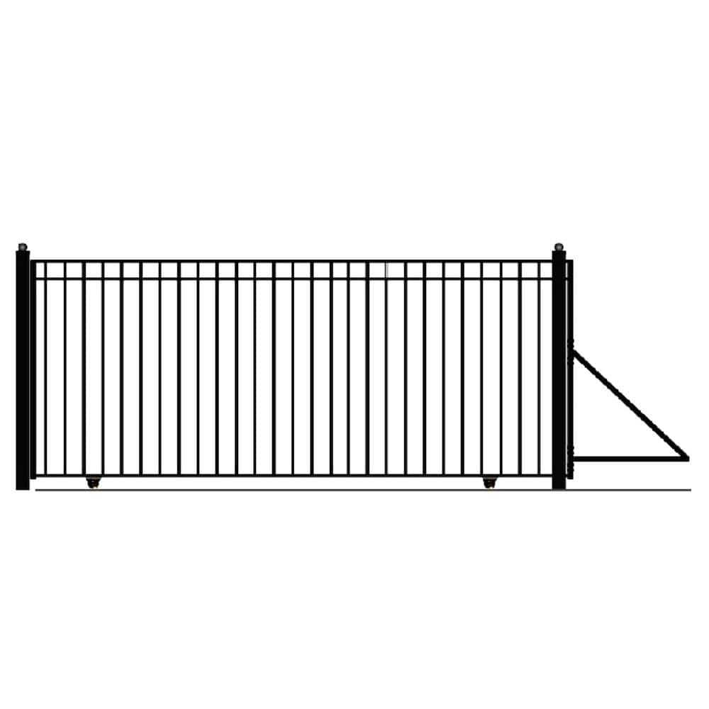 ALEKO Madrid Style 16 ft. x 6 ft. Black Steel Single Slide Driveway Fence Gate
