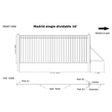 ALEKO Madrid Style 16 ft. x 6 ft. Black Steel Single Slide Driveway with Gate Opener Fence Gate