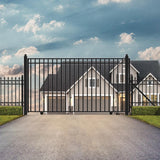 ALEKO Madrid Style 16 ft. x 6 ft. Black Steel Single Slide Driveway with Gate Opener Fence Gate