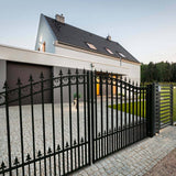 ALEKO Prague Style 16 ft. x 6 ft. Black Steel Dual Driveway Fence Gate
