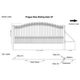 ALEKO Prague Style 16 ft. W x 6 ft. H Black Steel Single Slide Driveway with Gate Opener Fence Gate