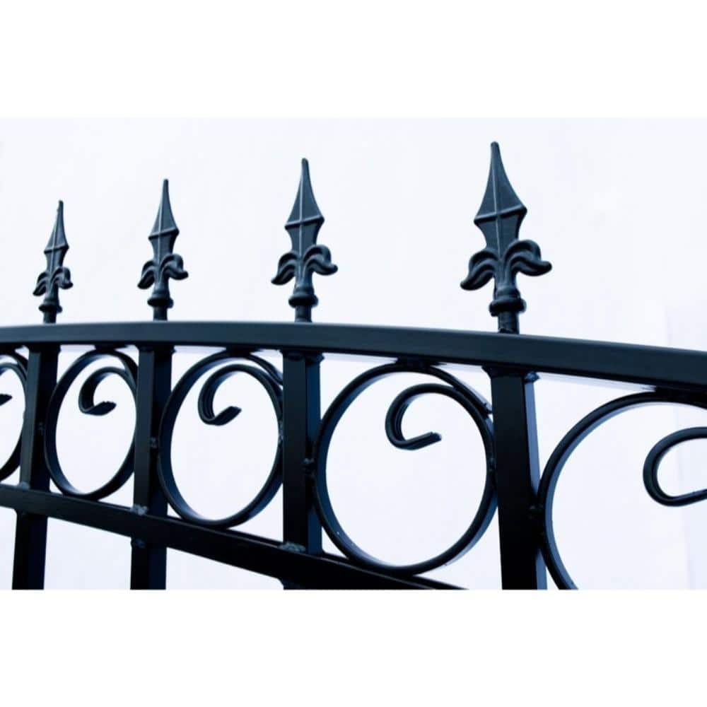 ALEKO Prague Style 16 ft. x 6 ft. Black Steel Single Swing Driveway Fence Gate