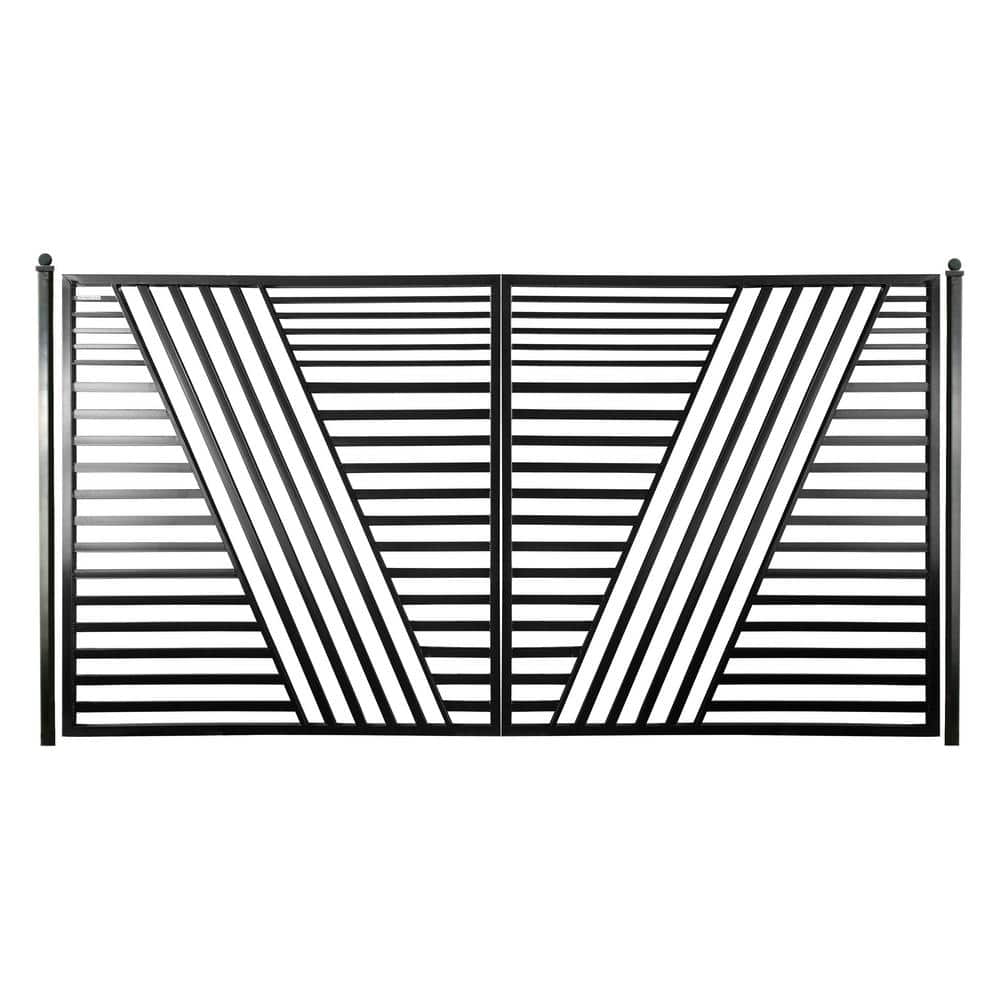 ALEKO 16 ft. x 6 ft. Sofia Black Metal Steel Dual Swinging Driveway Fence Gate