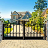 ALEKO Venice Style 16 ft. x 6 ft. Black Steel Dual Driveway Fence Gate