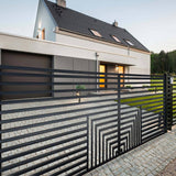 ALEKO 18 ft. x 6 ft. Florence Black Metal Steel Dual Swinging Driveway Fence Gate
