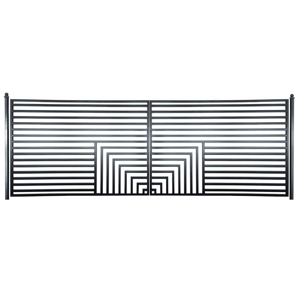 ALEKO 18 ft. x 6 ft. Florence Black Metal Steel Dual Swinging Driveway Fence Gate