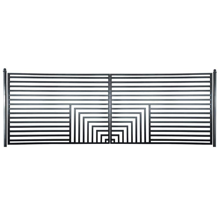 ALEKO 18 ft. x 6 ft. Florence Black Metal Steel Dual Swinging Driveway Fence Gate