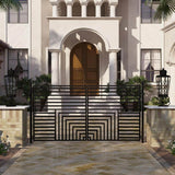 ALEKO 18 ft. x 6 ft. Florence Black Metal Steel Dual Swinging Driveway Fence Gate