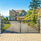 ALEKO 18 ft. x 6 ft. Florence Black Metal Steel Dual Swinging Driveway Fence Gate