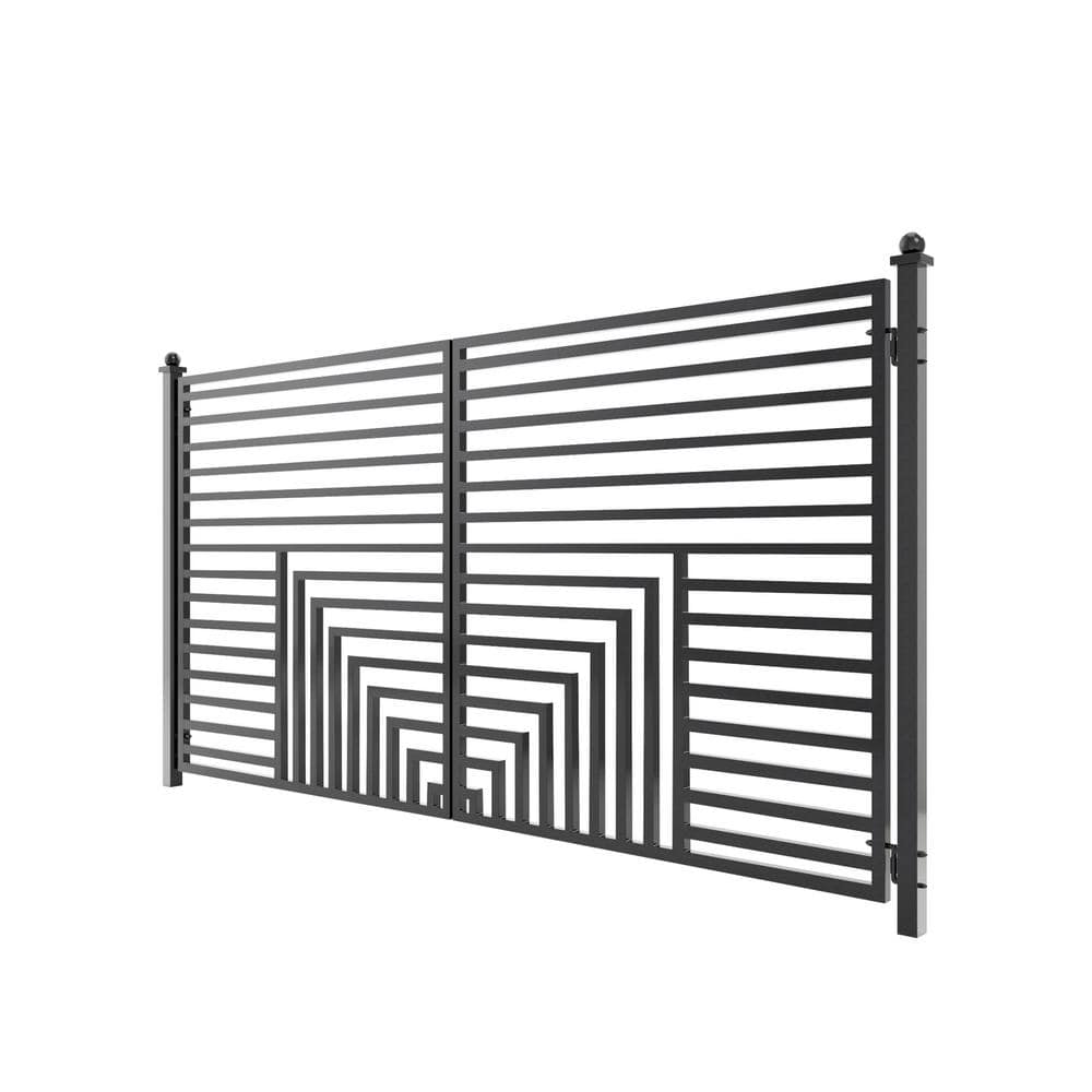 ALEKO 18 ft. x 6 ft. Florence Black Metal Steel Dual Swinging Driveway Fence Gate