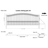 ALEKO London Style 18 ft. x 6 ft. Black Steel Single Slide Driveway with Gate Opener Fence Gate