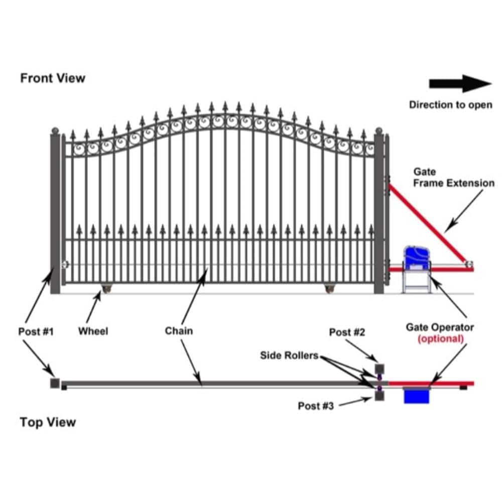 ALEKO London Style 18 ft. x 6 ft. Black Steel Single Slide Driveway with Gate Opener Fence Gate