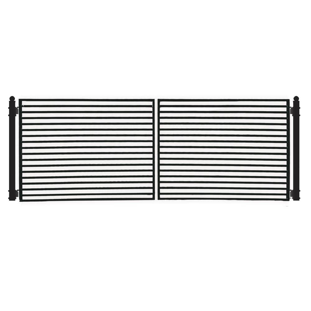 ALEKO Driveway 18 ft. x 6 ft. Black Steel Dual Swing Fence Gate
