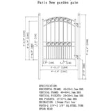 ALEKO 23 ft. x 6 ft. x 18 ft. Black Steel Single Sliding Driveway Gate Paris Style with Pedestrian Gate 5 ft. Fence Gate