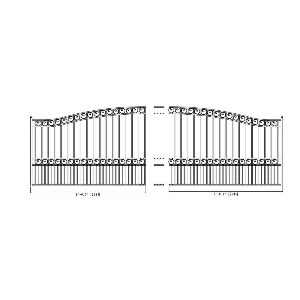 ALEKO 23 ft. x 6 ft. x 18 ft. Black Steel Single Sliding Driveway Gate Paris Style with Pedestrian Gate 5 ft. Fence Gate