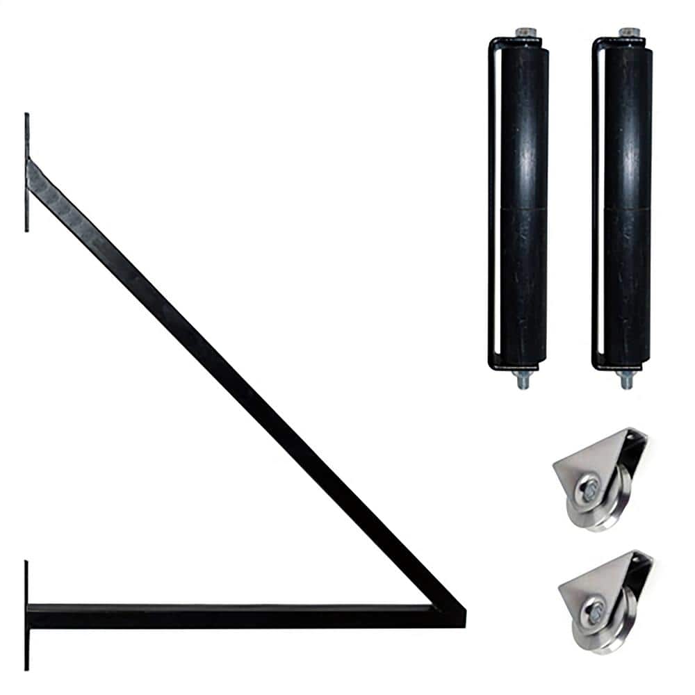 ALEKO 23 ft. x 6 ft. x 18 ft. Black Steel Single Sliding Driveway Gate Paris Style with Pedestrian Gate 5 ft. Fence Gate