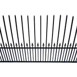 ALEKO 23 ft. x 6 ft. x 18 ft. Black Steel Single Sliding Driveway Gate Prague Style with Pedestrian Gate 5 ft. Fence Gate