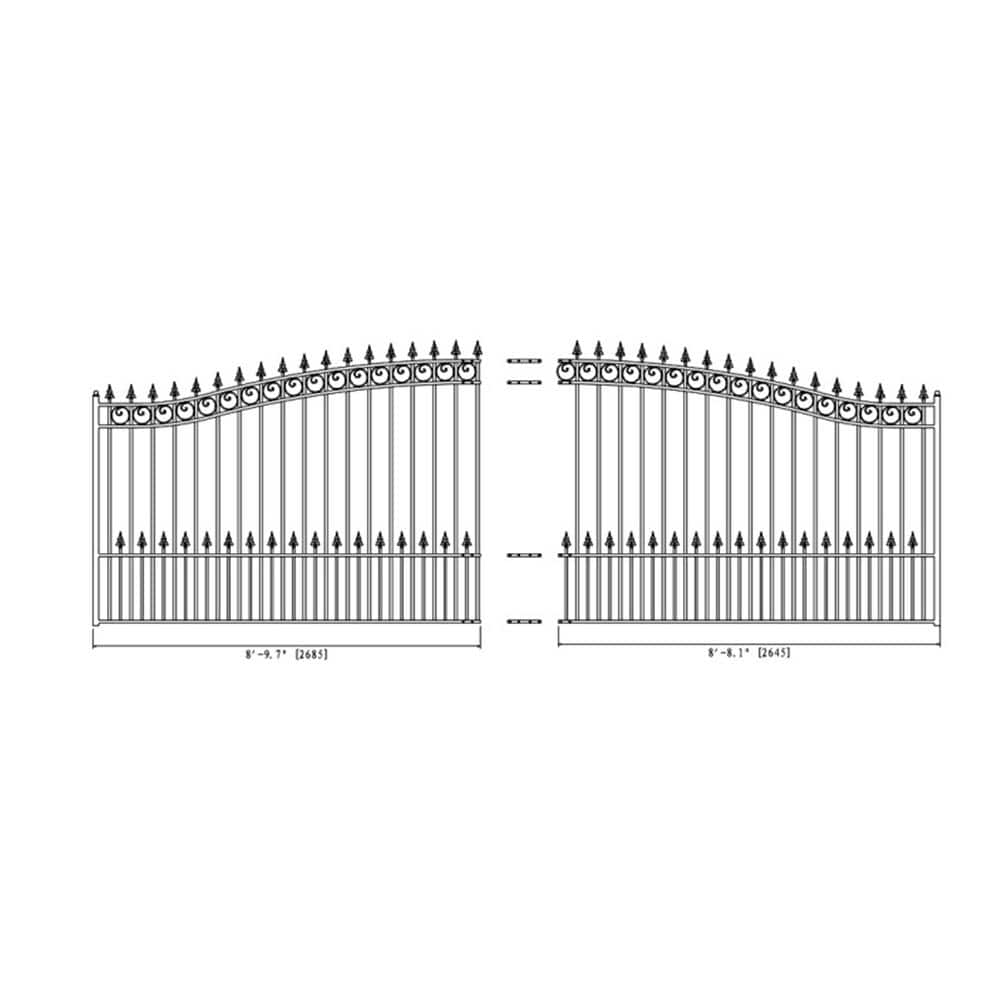 ALEKO Prague Style 18 ft. x 6 ft. Black Steel Single Swing Driveway Fence Gate