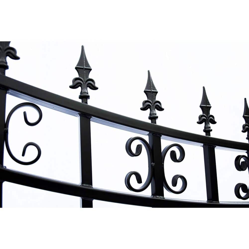 ALEKO 23 ft. x 6 ft. x 18 ft. Black Steel Single Sliding Driveway Gate St. Louis Style with Pedestrian Gate 5 ft. Fence Gate