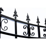 ALEKO 23 ft. x 6 ft. x 18 ft. Black Steel Single Sliding Driveway Gate St. Louis Style with Pedestrian Gate 5 ft. Fence Gate