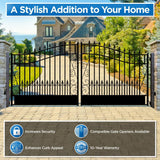 ALEKO Venice Style 18 ft. x 6 ft. Black Steel Dual Driveway Fence Gate