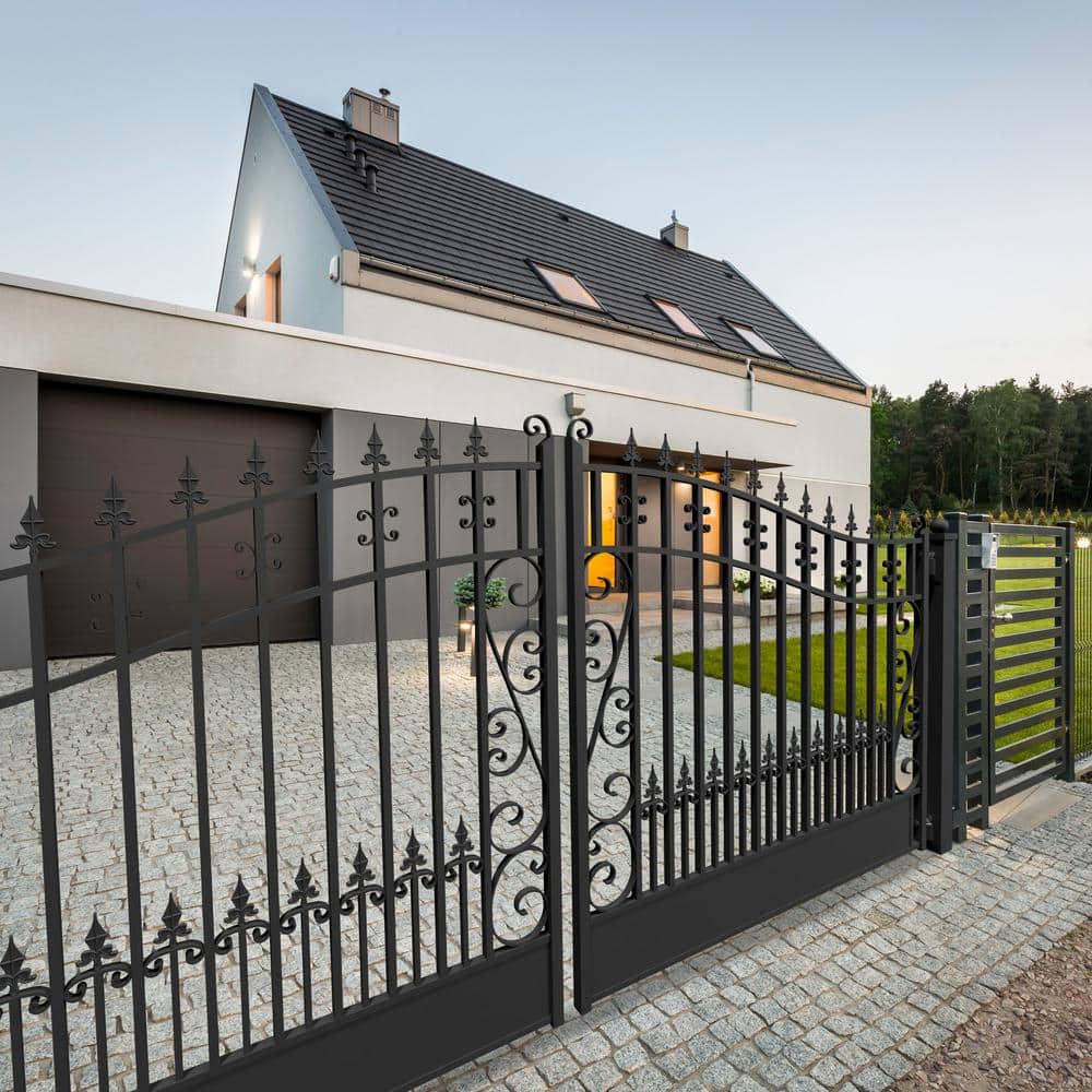 ALEKO Venice Style 18 ft. x 6 ft. Black Steel Dual Driveway Fence Gate