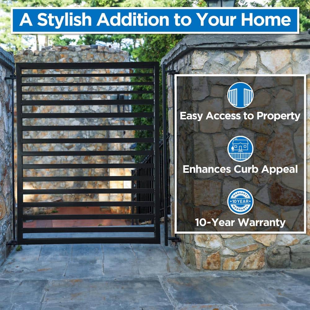 ALEKO 4 ft. x 5 ft. Sofia Style Black Steel Pedestrian Fence Gate