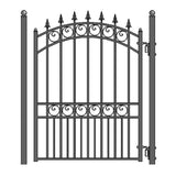 ALEKO 17 ft. x 6 ft. Black Steel Dual Swing Driveway Gate London Style 12 ft. with Pedestrian Gate 5 ft. Fence Gate
