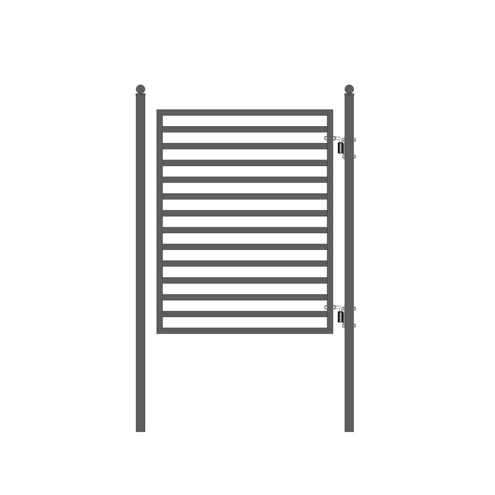 ALEKO 17 ft. x 6 ft. Black Steel Dual Swing Driveway Gate Milan Style 12 ft. with Pedestrian Gate 5 ft. Fence Gate