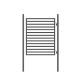 ALEKO 17 ft. x 6 ft. Black Steel Dual Swing Driveway Gate Milan Style 12 ft. with Pedestrian Gate 5 ft. Fence Gate
