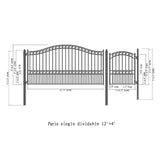 ALEKO 17 ft. x 6 ft. Black Steel Single Swing Driveway Gate Paris Style 12 ft. with Pedestrian Gate 5 ft. Fence Gate
