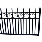 ALEKO 17 ft. x 6 ft. Black Steel Single Swing Driveway Gate Paris Style 12 ft. with Pedestrian Gate 5 ft. Fence Gate