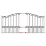 ALEKO 17 ft. x 6 ft. Black Steel Single Swing Driveway Gate Paris Style 12 ft. with Pedestrian Gate 5 ft. Fence Gate